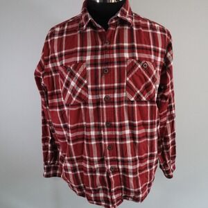 Wrangler Shirt Mens Large Premium Quality Pocket Button Up Red Plaid Long Sleeve